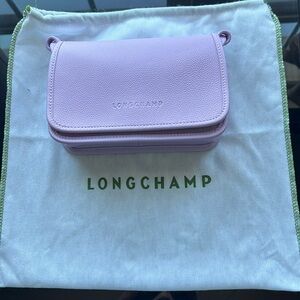 Longchamp Le Foulonn Leather Wallet on Chain, lavender.